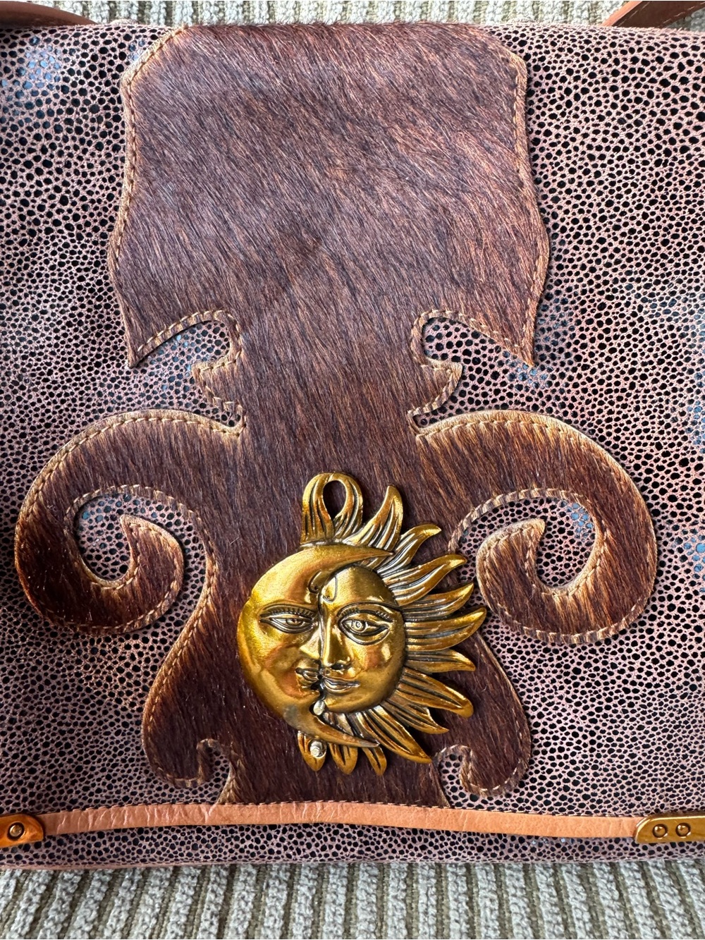 Sharif Vintage Celestial Stingray Sun & Moon Crossbody Bag - Rare - Picture 2 of 16
